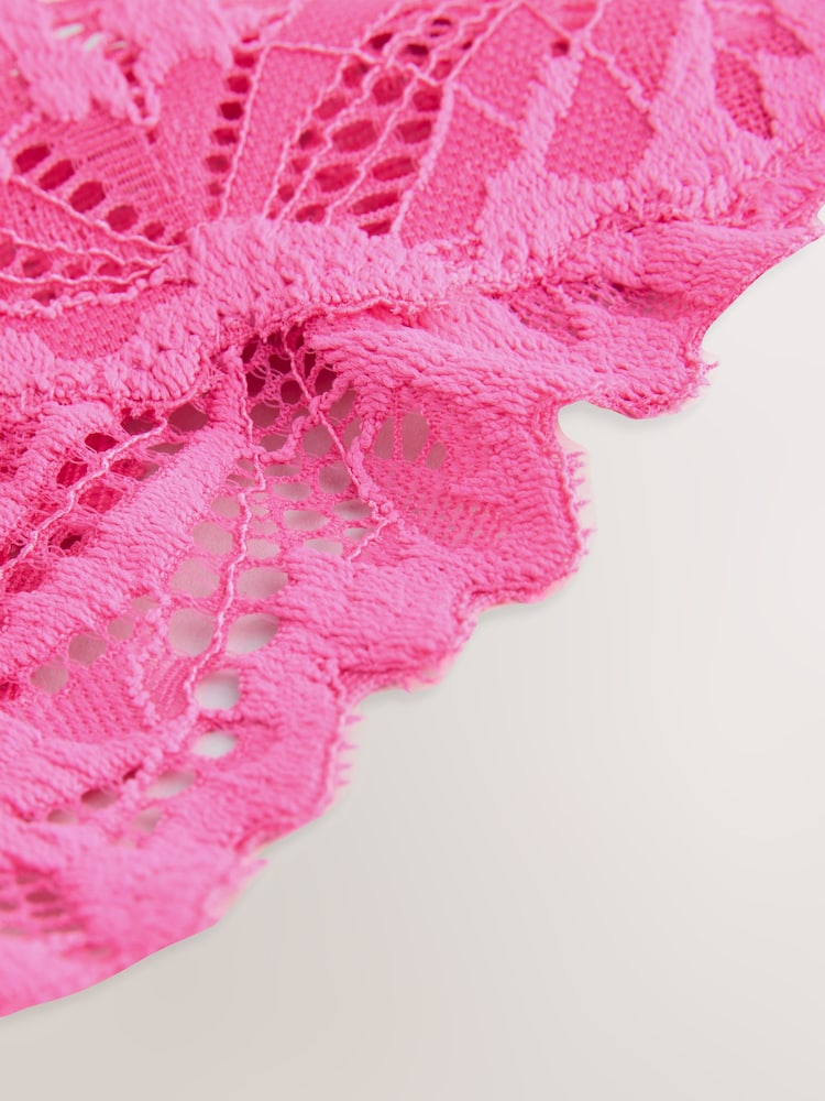 Bright Pink Thong Ultimate Comfort Lace Knickers - Image 2 of 3