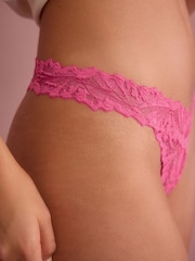 Bright Pink Thong Ultimate Comfort Lace Knickers - Image 5 of 10