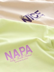 Lime & Neutral Oversized City Graphic Short Sleeve Crewneck 100% Cotton T-Shirts 2 Pack - Image 13 of 14