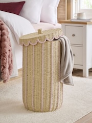 Pink Stripe Laundry Basket - Image 1 of 4