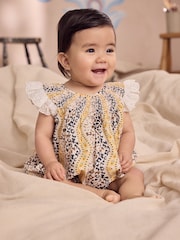 Brown Patterned Cath Kidston 100% Cotton Woven Baby Bubble Romper - Image 1 of 8