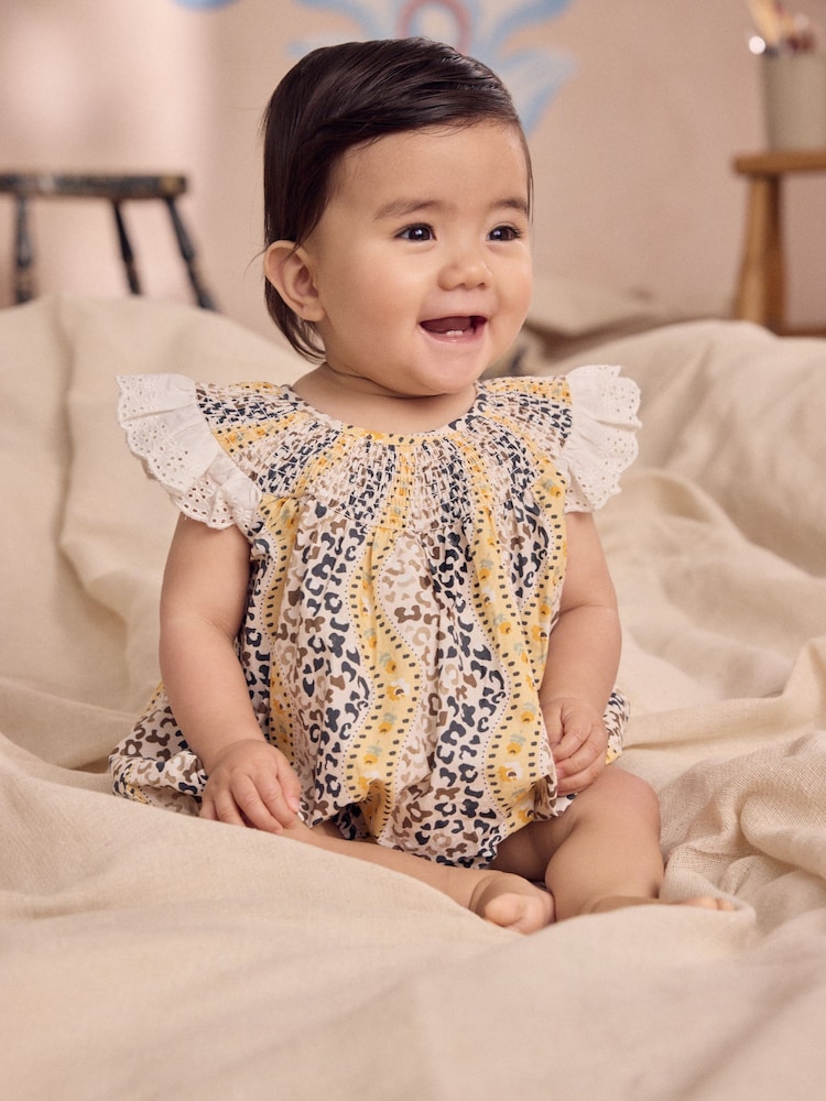 Brown Patterned Cath Kidston 100% Cotton Woven Baby Bubble Romper - Image 1 of 8