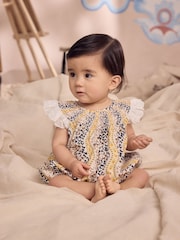 Brown Patterned Cath Kidston 100% Cotton Woven Baby Bubble Romper - Image 5 of 8