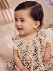 Brown Patterned Cath Kidston 100% Cotton Woven Baby Bubble Romper - Image 8 of 8