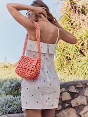 White/Burgundy Bandeau Shift Dress - Image 4 of 5