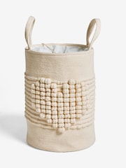 Cream Bobble Heart Laundry Bag Basket - Image 4 of 4