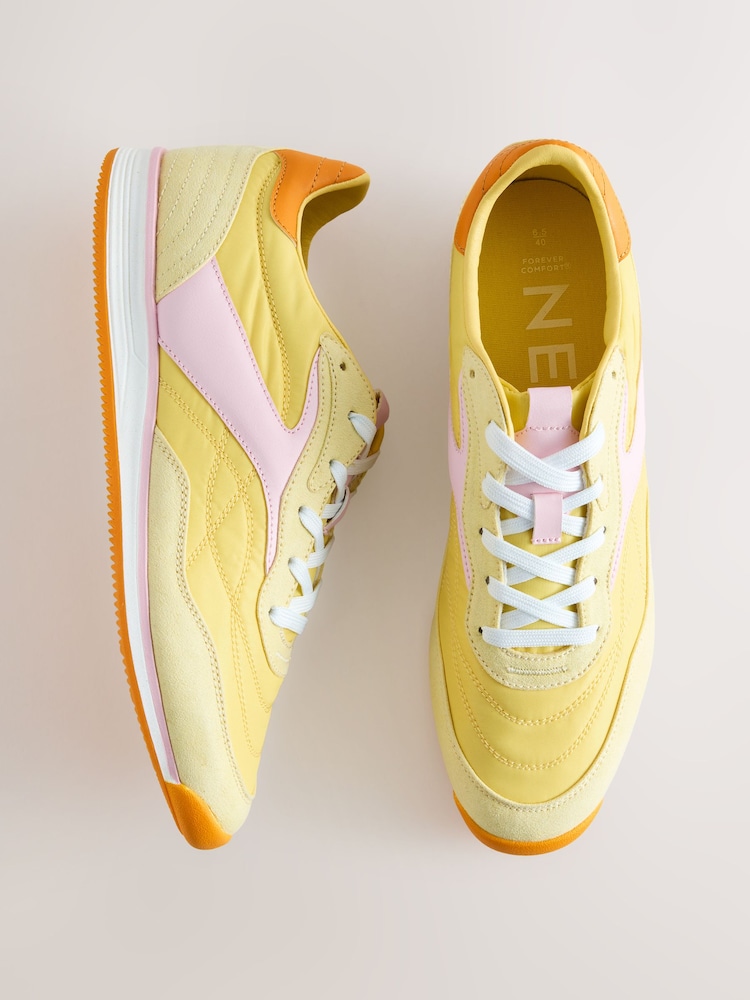 Yellow Forever Comfort® Slim Panel Detail Lace-Up Trainers - Image 1 of 9