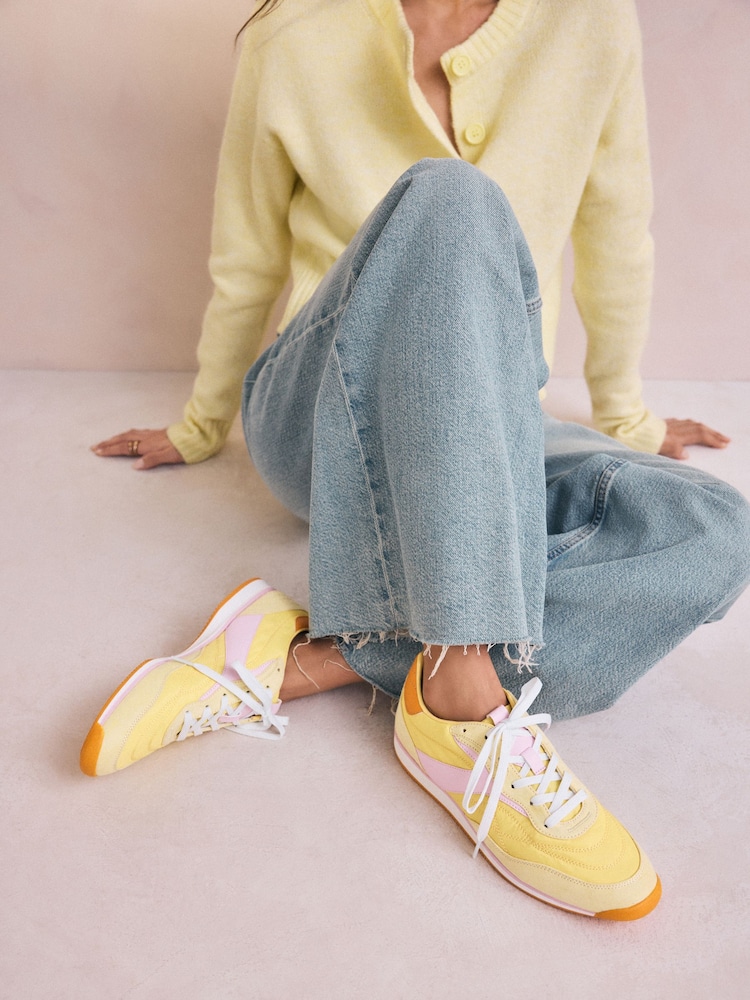 Yellow Forever Comfort® Slim Panel Detail Lace-Up Trainers - Image 2 of 9