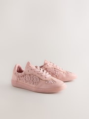 Светло-розовый с вышивкой ришелье - Forever Comfort® Тонкие со шнуровкой кроссовки - Изображение 2 из 5