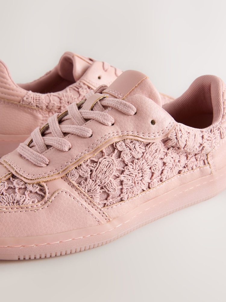 Blush Pink Broderie Forever Comfort® Lace-Up Trainers - Image 4 of 5