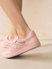 Blush Pink Broderie Forever Comfort® Lace-Up Trainers - Image 6 of 10