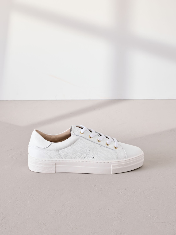 White Signature Premium Leather Lace-Up Trainers - Image 1 of 7