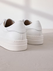 White Signature Premium Leather Lace-Up Trainers - Image 4 of 7