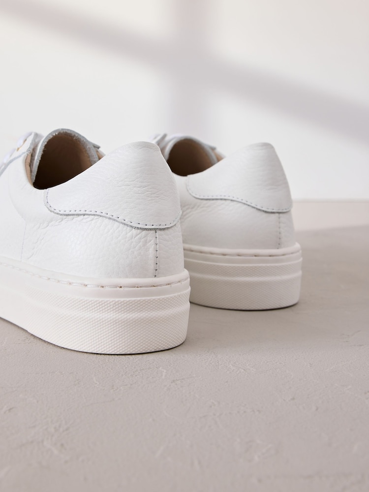 White Signature Premium Leather Lace-Up Trainers - Image 4 of 7
