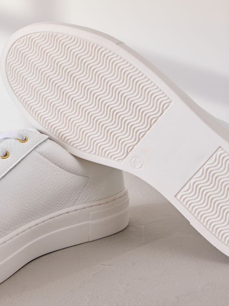 White Signature Premium Leather Lace-Up Trainers - Image 7 of 7