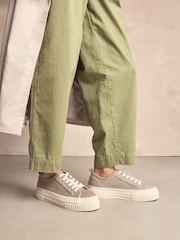 Серо-коричневый - Forever Comfort® Canvas Chunky Baseball Lace Up Trainers - Image 1 of 7