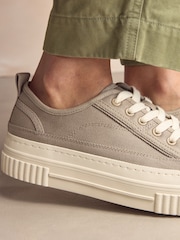 Серо-коричневый - Forever Comfort® Canvas Chunky Baseball Lace Up Trainers - Image 2 of 7