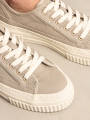Серо-коричневый - Forever Comfort® Canvas Chunky Baseball Lace Up Trainers - Image 3 of 7