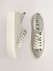 Серо-коричневый - Forever Comfort® Canvas Chunky Baseball Lace Up Trainers - Image 4 of 7