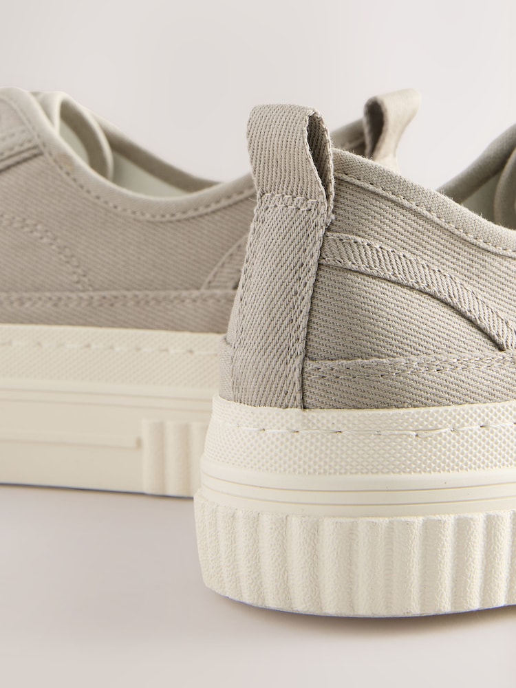 Taupe Forever Comfort® Canvas Chunky Baseball Lace Up Trainers - Image 6 of 7