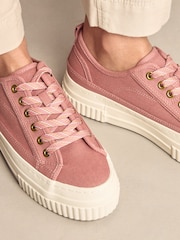 Розовый - Forever Comfort® Canvas Chunky Baseball Lace Up Trainers - Image 2 of 7