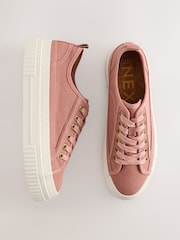 Розовый - Forever Comfort® Canvas Chunky Baseball Lace Up Trainers - Image 4 of 7