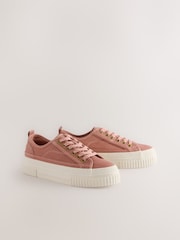 Розовый - Forever Comfort® Canvas Chunky Baseball Lace Up Trainers - Image 5 of 7