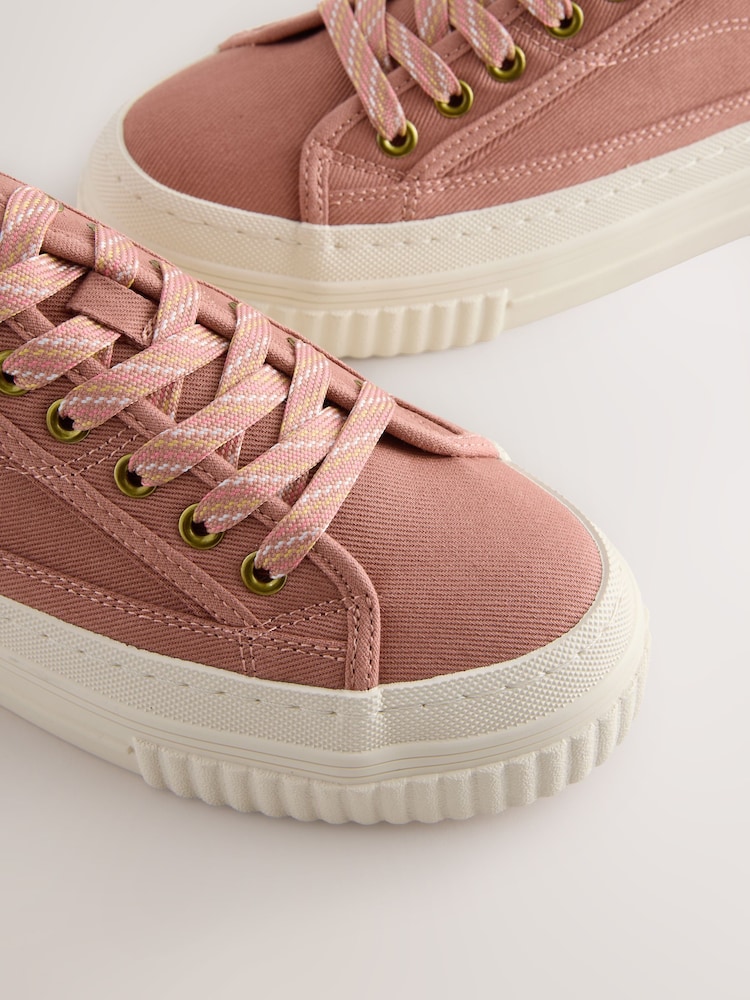 Розовый - Forever Comfort® Canvas Chunky Baseball Lace Up Trainers - Image 7 of 7