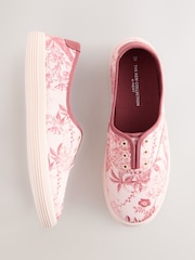 Kew Garden Collection Floral Embroidered Forever Comfort® Laceless Canvas Slip-On Trainers - Image 1 of 5