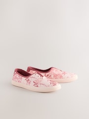 Kew Garden Collection Floral Embroidered Forever Comfort® Laceless Canvas Slip-On Trainers - Image 2 of 5