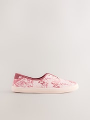 Kew Garden Collection Floral Embroidered Forever Comfort® Laceless Canvas Slip-On Trainers - Image 3 of 5