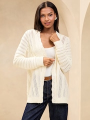 ivoire - Cardigan long Lipsy en maille Pretty Stitch au crochet - Image 1 de 4
