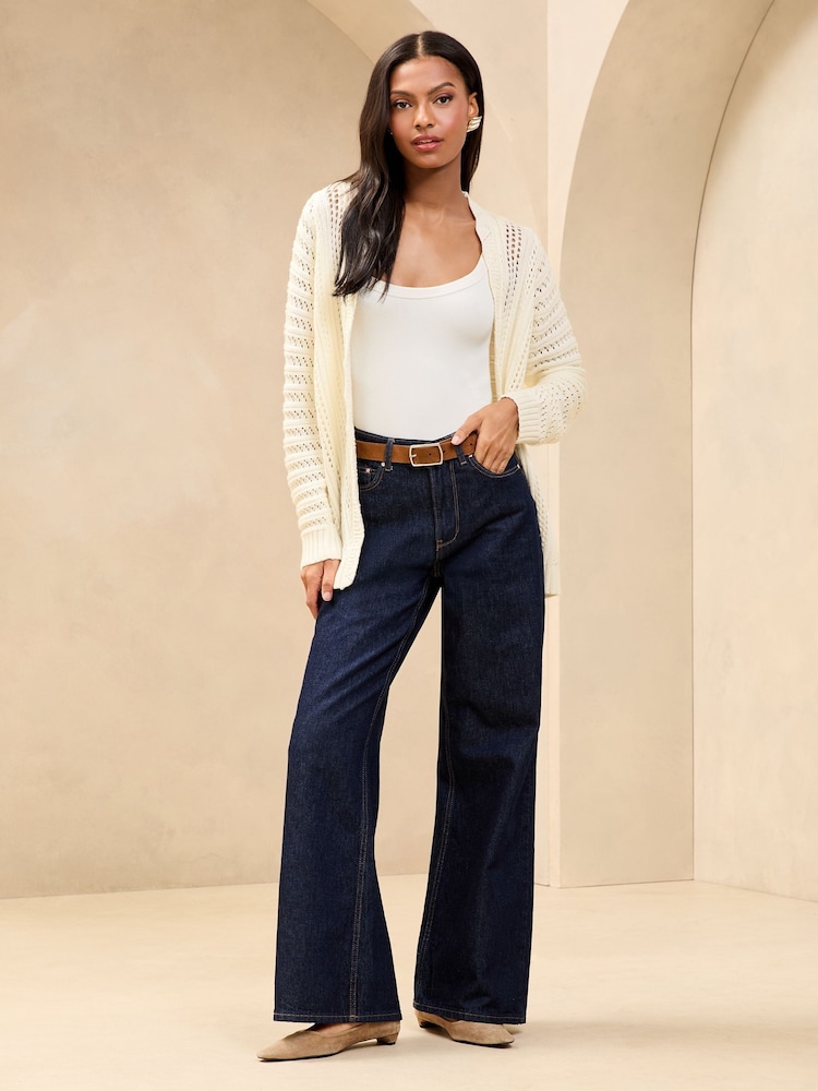 ivoire - Cardigan long Lipsy en maille Pretty Stitch au crochet - Image 2 of 4