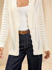 ivoire - Cardigan long Lipsy en maille Pretty Stitch au crochet - Image 3 de 4