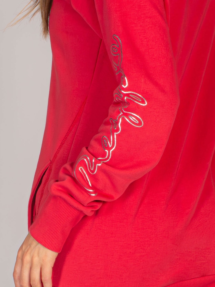 Pineapple Red Womens Longline Hoodie - Image 4 of 7