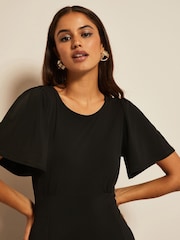 Friends Like These Black Petite ITY Flutter Short Sleeve Midi Dress - Image 4 of 4