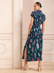 Love & Roses Black Animal Petite Printed Jersey Midi Shirt Dress - Image 4 of 4