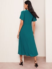 Friends Like These Green Ruched Front ITY Midi Dress - Image 4 of 4