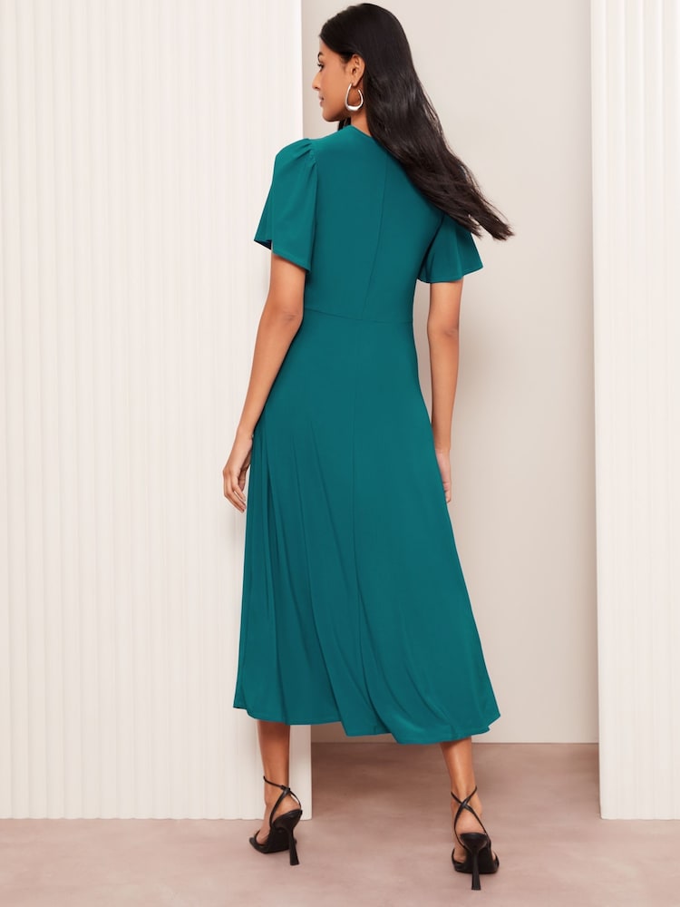 Friends Like These Green Ruched Front ITY Midi Dress - Image 4 of 4