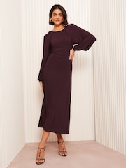 Friends Like These Purple Raglan ITY Long Sleeve Midi Dress - Image 1 of 5