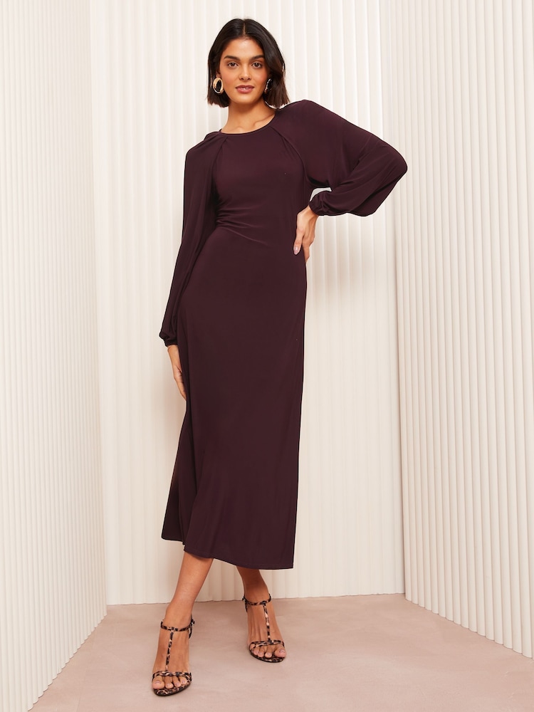 Friends Like These Purple Raglan ITY Long Sleeve Midi Dress - Image 1 of 5 Friends Like These Purple Raglan ITY Long Sleeve Midi Dress - Image 1 of 5