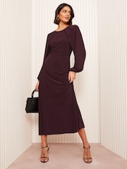 Friends Like These Purple Raglan ITY Long Sleeve Midi Dress - Image 3 of 5