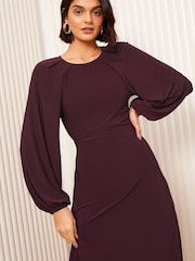 Friends Like These Purple Raglan ITY Long Sleeve Midi Dress - Image 4 of 5