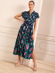 Zwart Animal - Love & Roses - Jersey midi-overhemdjurk met print - Image 1 of 4