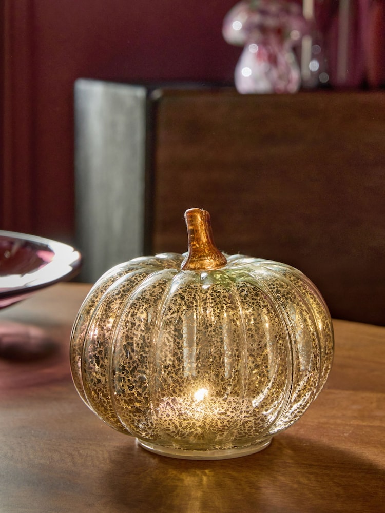 Silver Light Up Glass Pumpkin Decoration - Image 1 of 5
