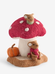 Burgundy Red Autumn Mushroom House Felt Ornament - Image 2 of 4