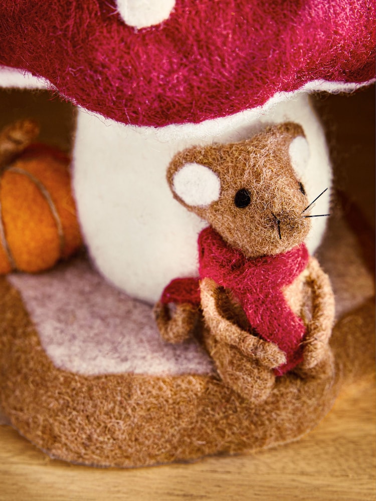 Burgundy Red Autumn Mushroom House Felt Ornament - Image 2 of 4 Burgundy Red Autumn Mushroom House Felt Ornament - Image 2 of 4