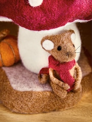 Burgundy Red Autumn Mushroom House Felt Ornament - Image 3 of 4