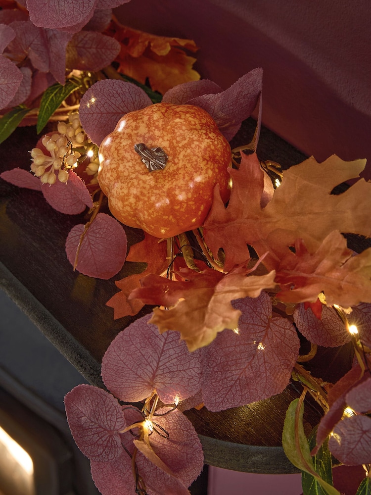 Plum Purple Light Up Autumnal Pumpkin Garland - Image 2 of 3
