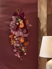 Plum Purple Autumnal Pumpkin Swag Wreath - Image 2 of 3